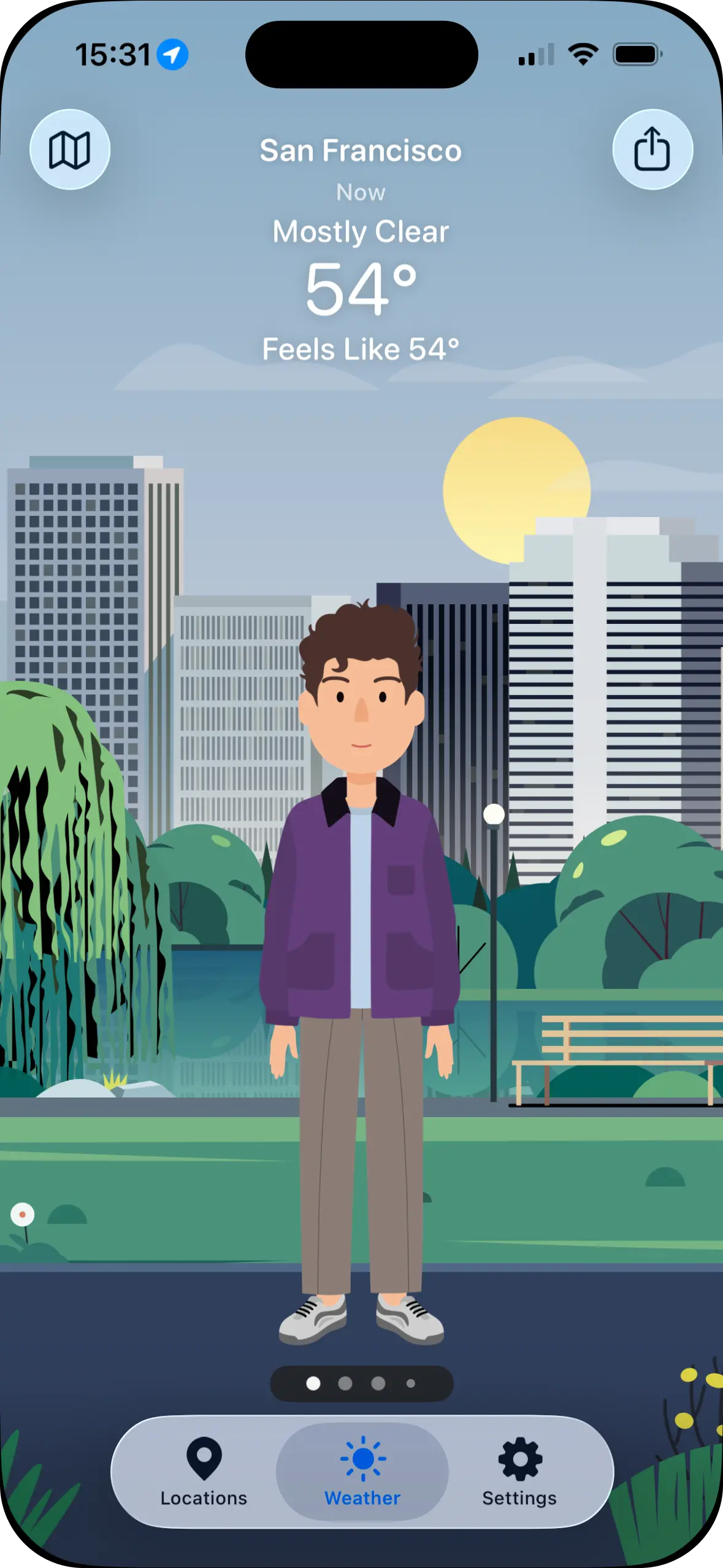 Weather Fit character dressed for the forecast